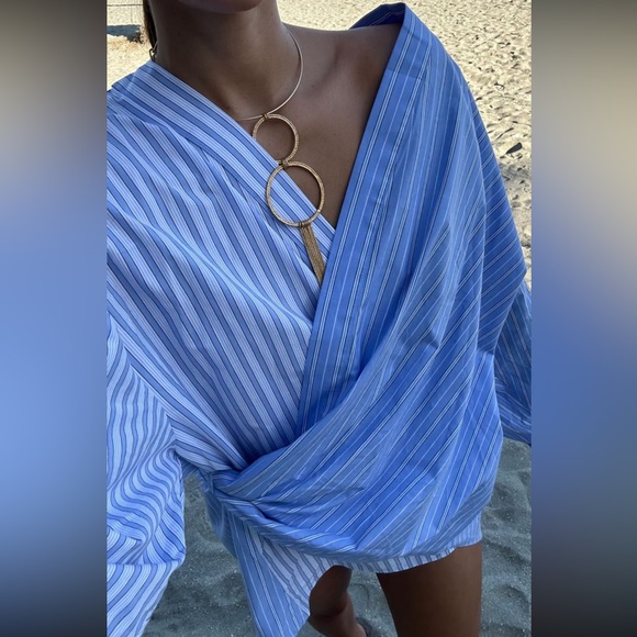 NWT Zara Poplin Wrap Shirt - Picture 5 of 11